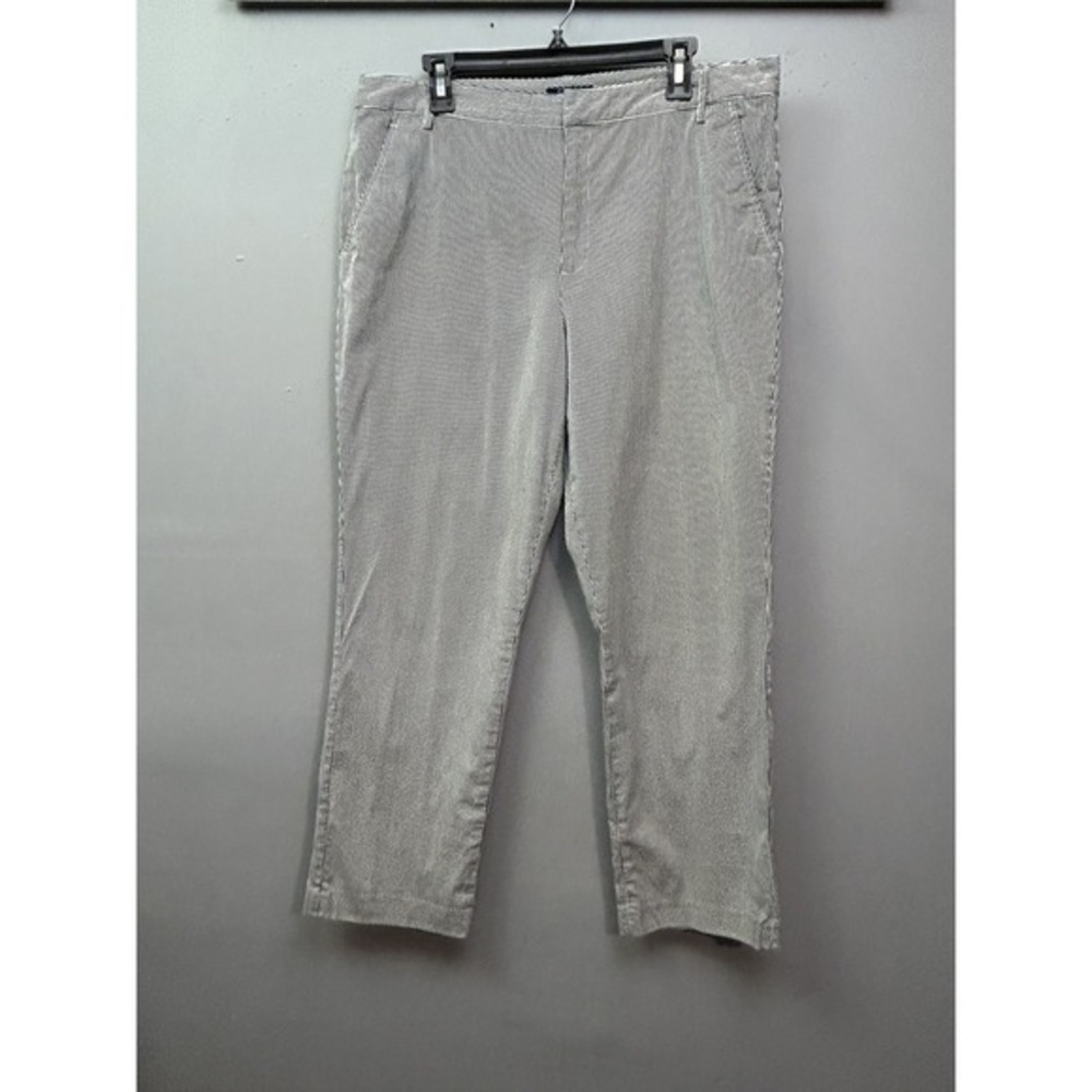Chaps Pants Womens 16 Black White Striped Stretch Cotton Blend Casual‎ Comfort